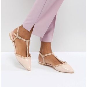 Dune London - Cayote Studded Flats - Size 37 - Light Pink - GUC